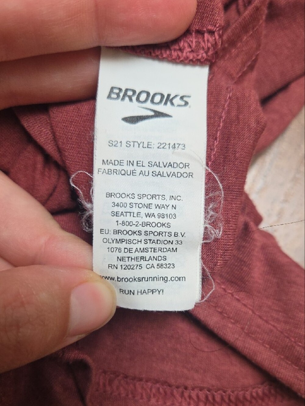 Brooks Heathered Rust Red Performance Tee - Picture 3 of 5